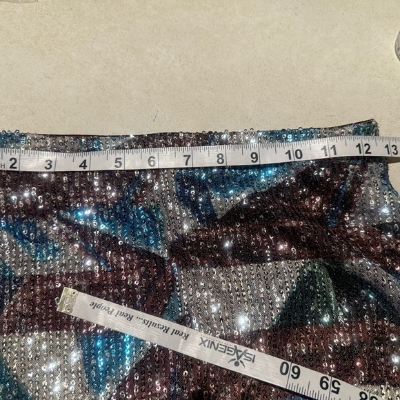 BLANC 2 Piece Maxi Blue Silver Maroon Geo Patterned Sequins Women’s Size XS/S - Picture 9 of 11